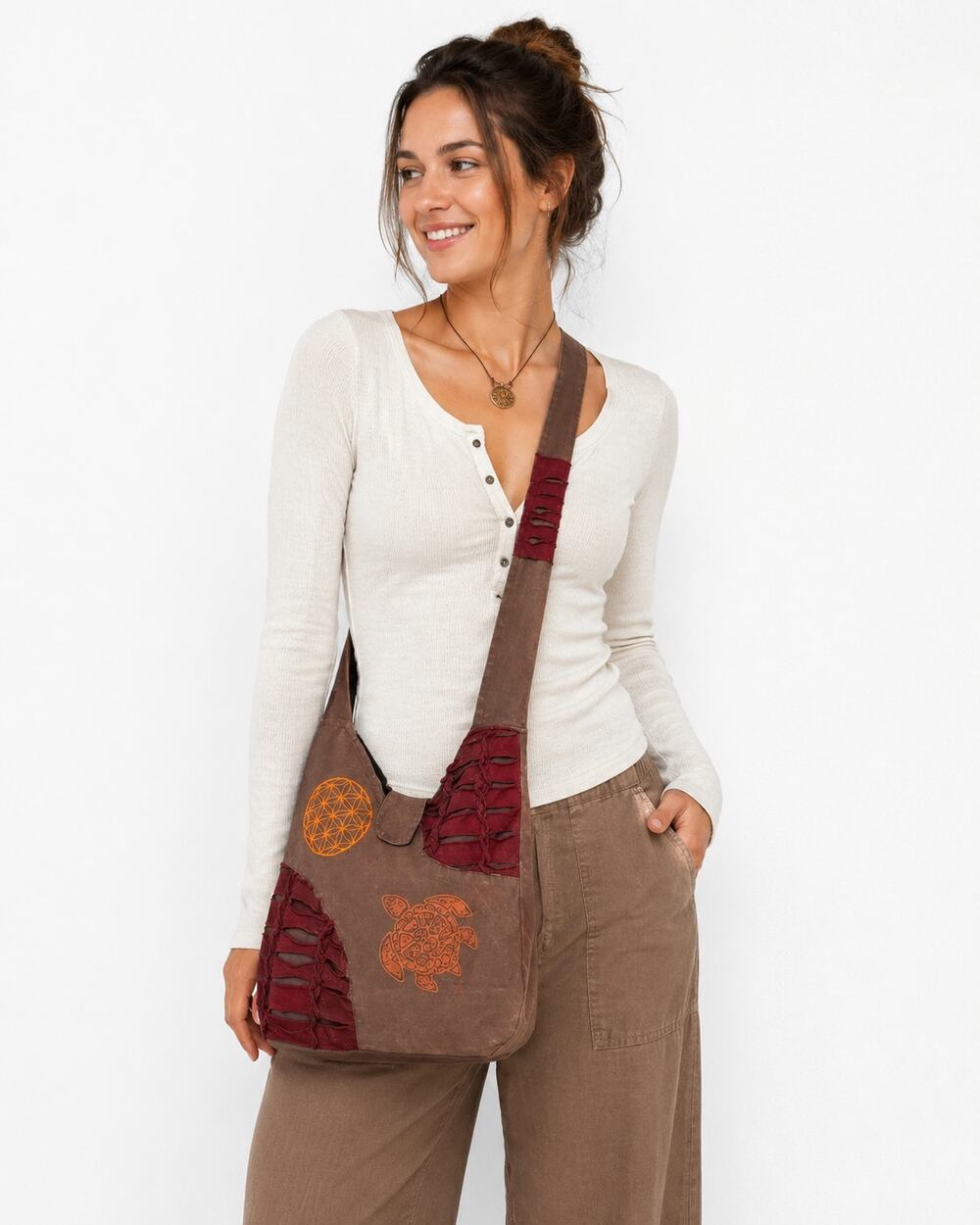 Frestyler Large Brown Bohemian Style Hobo Crossbody Slacker Bag